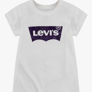 Levi's Kids White Tee with Bold Purple animal print  Logo